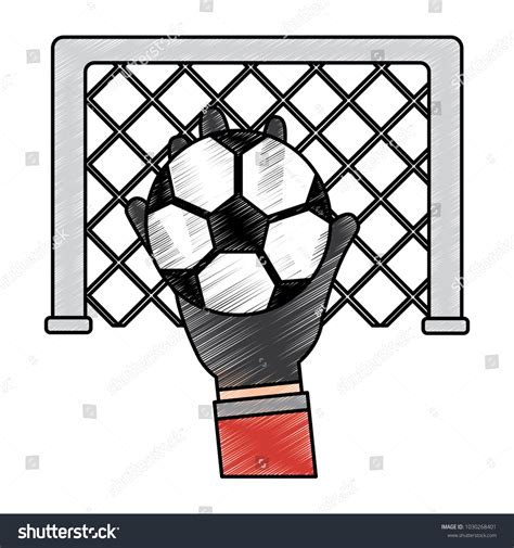 Hand Holding Soccer Ball Goal Stock Vector Royalty Free 1030268401