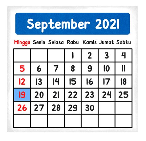 Kalender Yang Menunjukkan Hari Selasa 19 Oktober