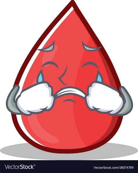 Crying Blood Drop Cartoon Mascot Character Vector Image