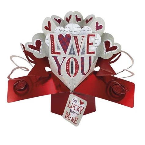 Love You Pop Up Valentines Greeting Card Cards