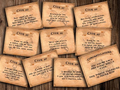 Printable Treasure Hunt Map And Clues Scavenger Hunt Etsy
