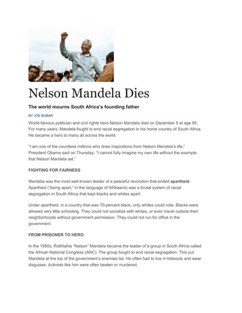 Nelson Mandela Dies The World Mourns South Africas Founding