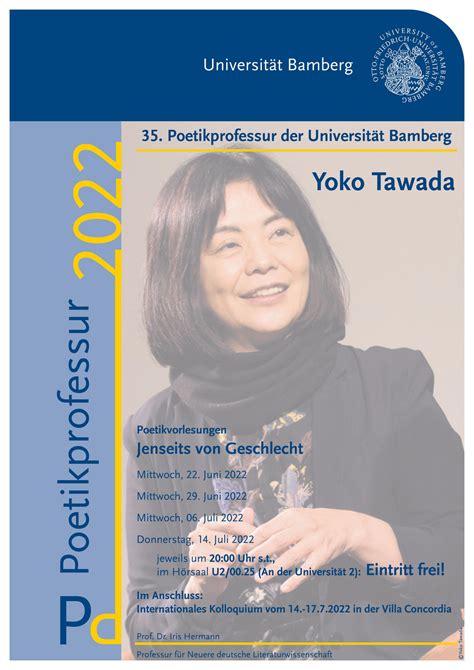 Symposium „jenseits Von Geschlecht“ Im Werk Yoko Tawadas Professur Für Neuere Deutsche
