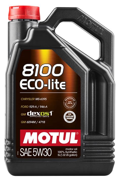 Motul 107252 Oil 8100 Eco Lite Sae 5w 30 Synthetic 5 Liter Jug