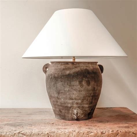 Small Rustic Grey Pottery Table Lamp Pottery Table Lamps The Silk