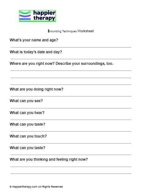 Grounding Techniques Worksheet Happiertherapy
