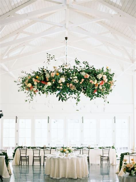 Large Hanging Floral Installation For A Wedding Reception Image By