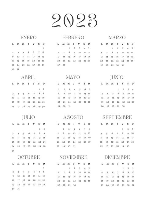 Calendario 2023 Anual Floral Blanco Y Negro Templates By Canva Artofit