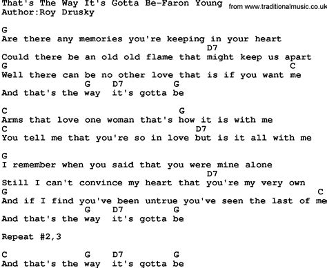 Country Musicthats The Way Its Gotta Be Faron Young Lyrics And Chords