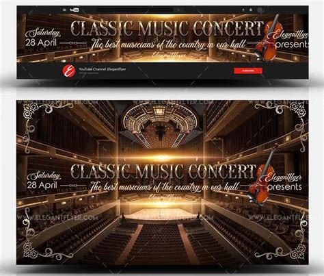 Free Classic Music Concert Youtube Channel Art Banner Psd Template