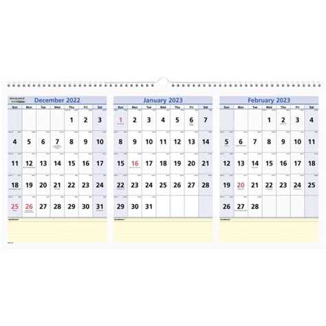 At A Glance 2023 Ry Quicknotes 3 Month Horizontal Wall Calendar Large