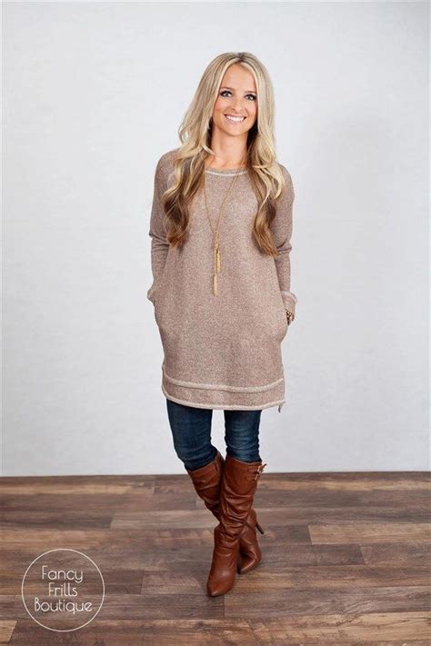 Pocket Sweater Tunic Outfits With Leggings Tunic Sweater Outfits