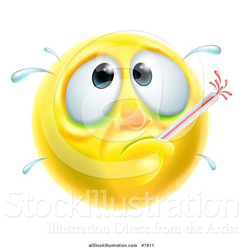 Vector Illustration Of A 3d Yellow Smiley Emoji Emoticon Face Sick With