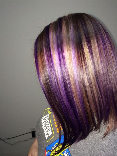 Purple Highlights In Blonde Hair Uphairstyle