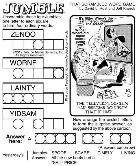 Sample Of Horizontal Sunday Jumble Crosswords Tribune