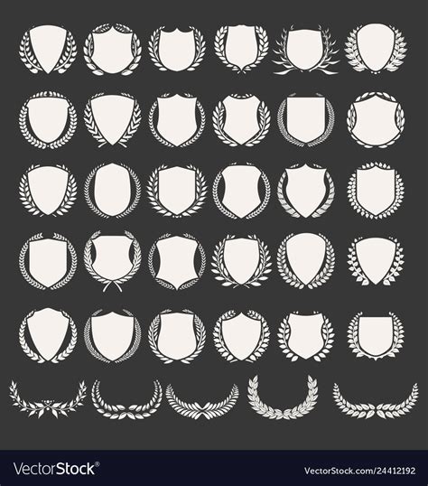 Laurel Wreath And Shield Collection Royalty Free Vector