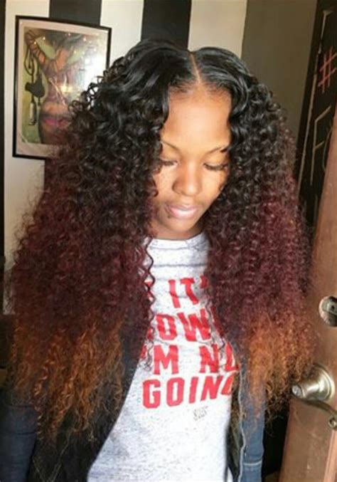Pin By Kierra On Colored Hair Curly Weave Hairstyles Hair Weave