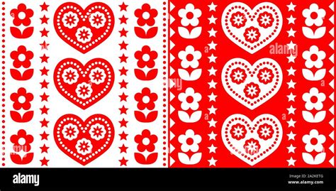 Scandinavian Christmas Folk Art Vector Seamless Pattern Cute Festive
