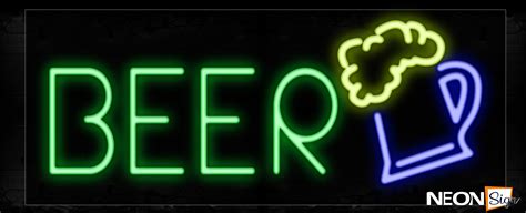 Beer In Green With Beer Mug Neon Sign