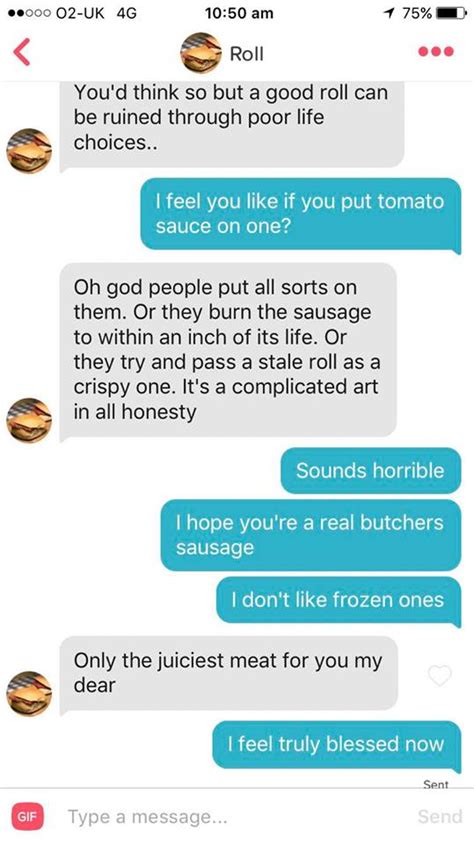 Scottish Woman Shares Hilarious Pictures Of Tinder Match With A Roll And Sausage Deadline News