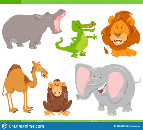 Wild Animals Cartoon Characters Collection Stock Vector Illustration