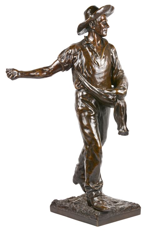 De Zaaier Een Bronzen Beeld Met Bruin Patina Werk Naar Aanleiding Van Het Salon Des Beaux
