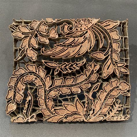 Copper Printing Block With Foliage Design Antique Brass And Copper
