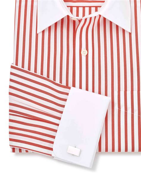 Mens Red Stripe Contrast Collar Shirt Savile Row Co