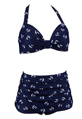 Alohabeachwear Women Vintage S Two Piece Bikini Halter Anchor Sailor