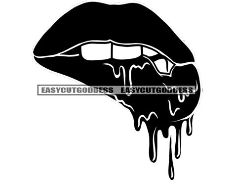 Dripping Lips Mouth Teeth Bitting Sensual Erotic Beauty Female Etsy