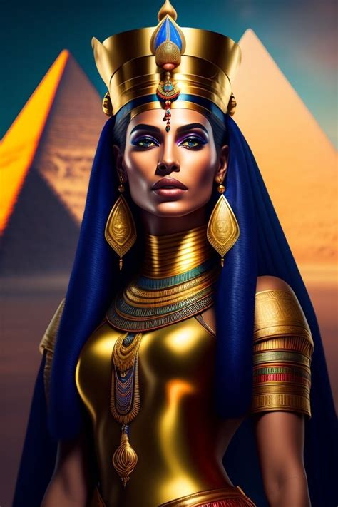 An Egyptian Woman Wearing Gold And Blue