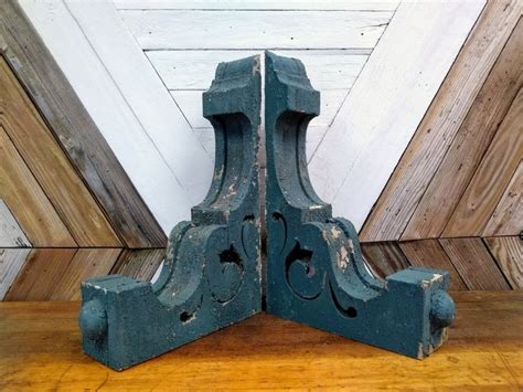 Antique Corbels Architectural Salvage Pair Large Green Etsy