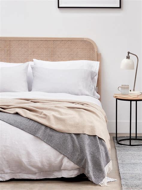 Constructed from rattan and leather. John Lewis & Partners Rattan Bed Frame, Double, Oak ...