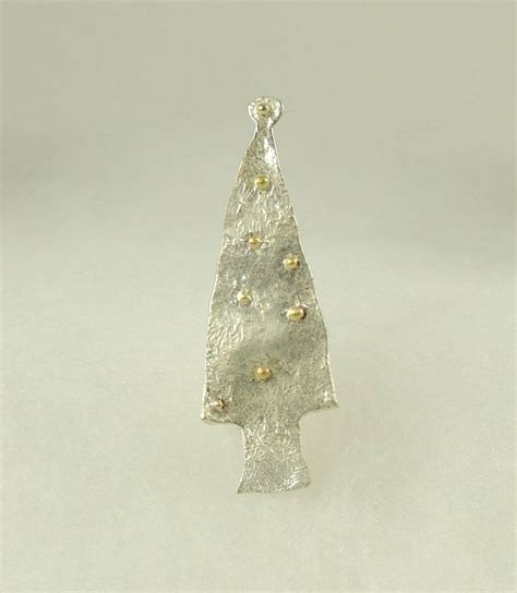 Christmas Tree Pin In Sterling And 14k Etsy In 2021 Silver