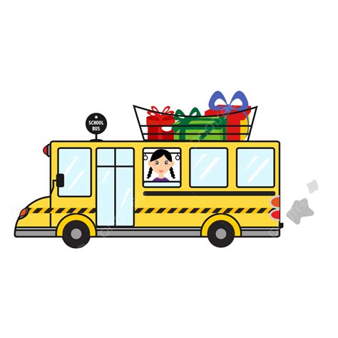 Cartoon Hand Drawn Yellow School Bus Png Element School Bus Yellow