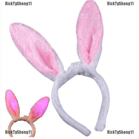 Cod Rts Children Flash Led Light Sequins Plush Bunny Rabbit Ears
