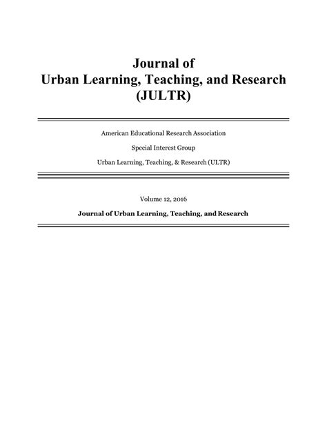 Pdf Journal Of Urban Learning Teaching And Research
