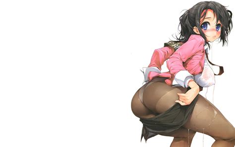 ishikei highres 1girl ass black hair blue eyes blush breasts covered erect nipples