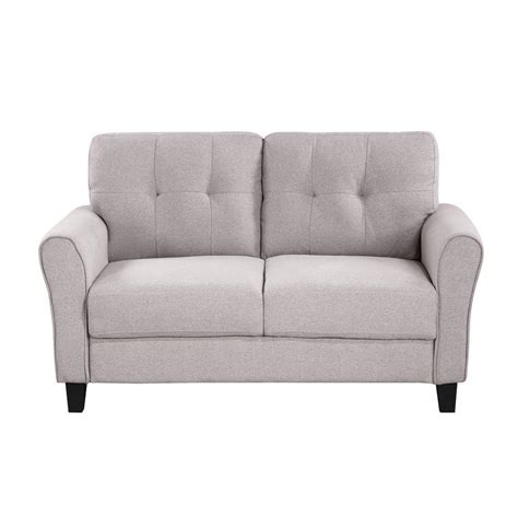 Polibi 5750 In W Square Arm Linen Upholstered 2 Seat Loveseat In
