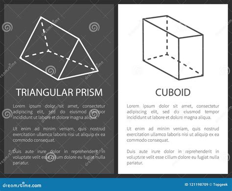 Triangular Prism Cuboid Geometric Shapes Figures Stock Vector