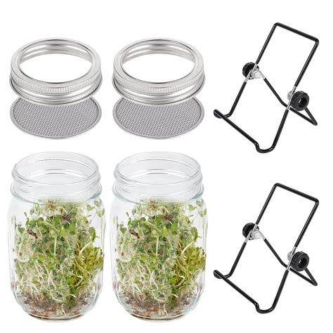 Buy 2 Pack Sprouting Seeds Kit Wide Mouth Mason Jars With Stainless