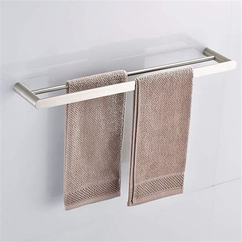 Double Towel Bar Set Bath Shower Hand Towel Rail Shelf Holder Bathroom