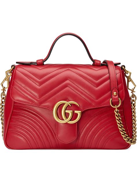 Gucci Gg Marmont Small Top Handle Bag Red
