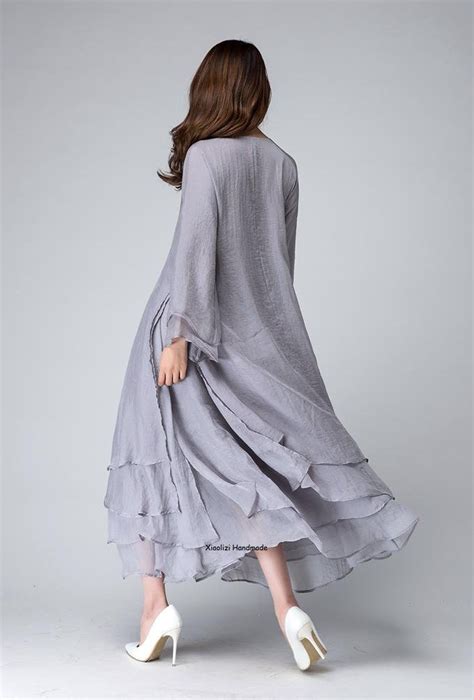 Loose Dress A Set Of Gray Chiffon Dress With Maxi Skirt Etsy In 2020