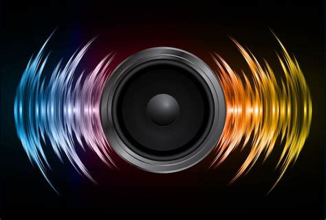 Premium Vector Speaker And Sound Waves Oscillating Dark Blue Yellow Light