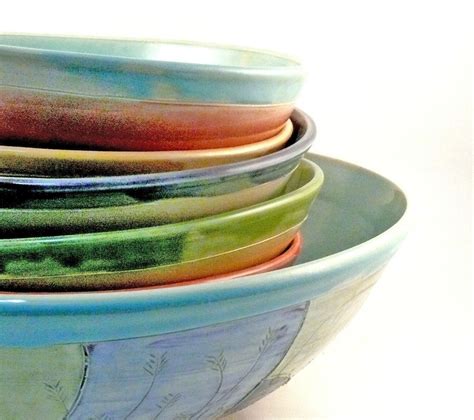 Buy A Custom Made Handmade Art Bowls Pasta Bowl Set With Six Pasta Dishes And One Serving Bowl