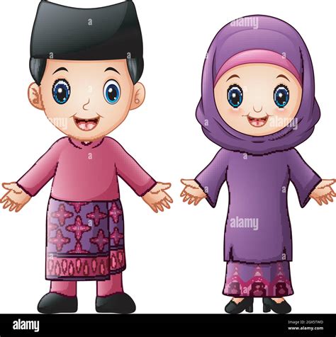 Cartoon Brunei Couple Wearing Traditional Costumes Stock Vector Image
