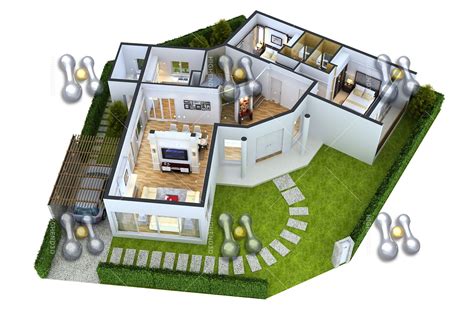 Modern triplex house plans unique 3d front elevation design. Simple House Plan With 3 Bedrooms 3d Simple house plan ...