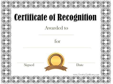 Certificate Of Recognition Template Certificate Templates Award Vrogue