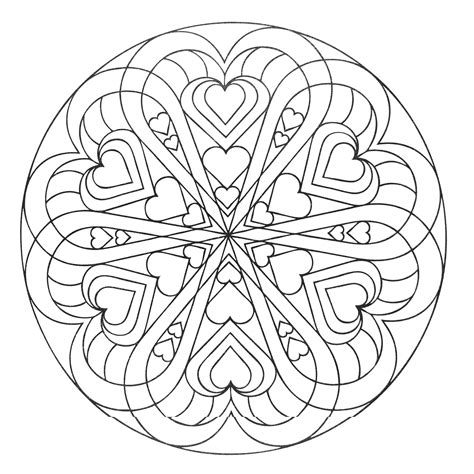 Mandala Hearts Mandalas Adult Coloring Pages